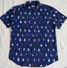 RSVLTS Star Wars “R2 Droids” Men’s Button Down Short Sleeve KUNUFLEX Shirt Size