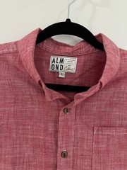 Almond Surfboards Chambray Shirt Men’s L Red Short Sleeve Button Down USA Made