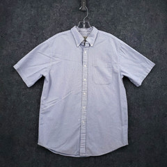 LL Bean Traditional Fit Shirt Mens M Medium Blue Seersucker Button Down Preppy