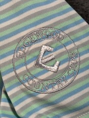 Straight Down Polo Shirt Mens Medium Stripe Edgewood Country Club Golf Stretch