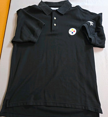 Starter NFL Pro Line Men’s M Black Steelers Cotton Polo Embroidered Logo. 0080