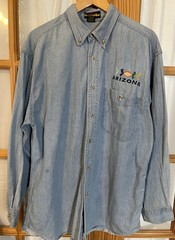 80s Button Up Shirt Men’s L Blue Arizona Kokopeli Embroidery Classic Western