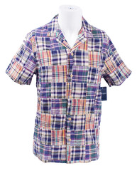 Lucky Brand Men’s S Multi Color Patchwork Button Front Short Sleeve Shirt
