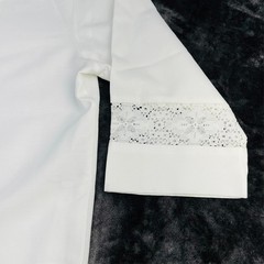 Vintage Iolani Beau Tiki Hawaiian Wedding Shirt Mens M White Made in USA Lace