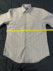 Pronto Uomo Mens Dress Shirt L Blue Checkered Collared Barrel Cuff