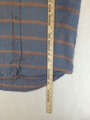 Bill Robinson 100% Italian Linen Shirt Long Sleeve Blue Button Up Mens Medium
