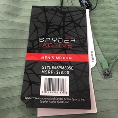 Spyder Mens 1/4 Zip Top Size Medium Green Performance Breathable Thumbhole Slits