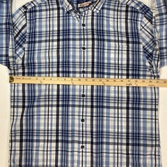 Johnnie-O Hangin Out Mens Medium Blue Plaid Bamboo Blend Button Down Shirt L/S