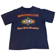 Vintage 1998 Denver Broncos Men’s L Blue Super Bowl XXXII Champions NFL Graphic