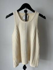 King & Tuckfield Men’s Cropped Ribbed Cotton Tank Top Solid Beige M