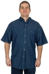 Brand New Jaguar Men’s Denim Short Sleeve Button Up Shirt Dark Blue X-Large