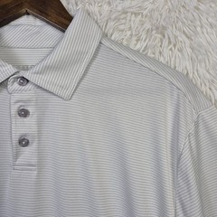 Black Clover Polo Mens Large Gray Striped Short Sleeve Golf Athleisure
