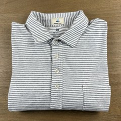 JOHNNIE O Polo Shirt Mens XL Gray White Stripe Short Sleeve Hangin Out Nelly