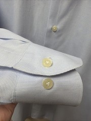 SuitSupply x Thomas Mason Blue Micro Square Egyptian Cotton Cutaway Slim Shirt