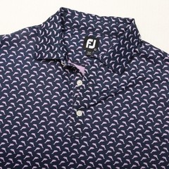 FootJoy Polo Shirt Mens Extra Large Navy Pink Dolphin Print Golf Performance
