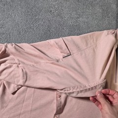 Fabletics Mens Large Button Down Shirt Peach Pink Long Sleeve Piqué Knit Pocket