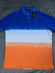 New Polo Ralph Lauren Polo Shirt Mens Large Tie DieStripe Classic Preppy Navy