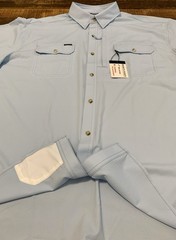 NWT Poncho Outdoors Mens XL Blue Short Sleeve Magnetic Pocket Button Shirt