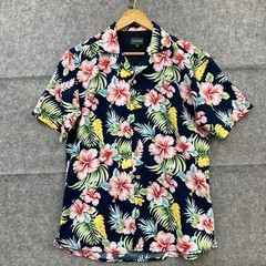 Modern Male Shirt Mens M Medium Multicolour Floral Hibiscus Short Sleeve 27408