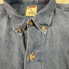 Dickies Men’s L Blue Denim Work Shirt Button Down SEE DESCRIPTION