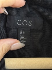 COS Men’s Black Cotton Corduroy Tunic Shirt Size Large Collarless Minimalist