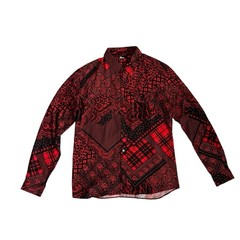 The Kooples red and black mixed-pattern viscose shirt EU M