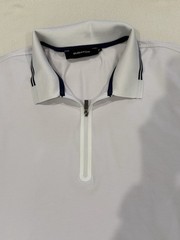 Bugatchi Men’s L Solid White Short Sleeve 1/4 Zip Collared Polo Shirt