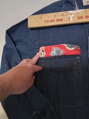 USA 1970s Vintage Male Brand Denim Long Sleeve Shirt Navy Pattern A++ Look