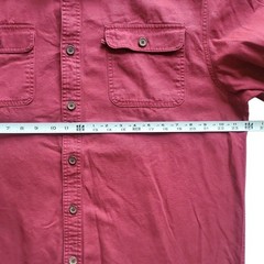 Beau Brummel Shirt Mens XL Burgundy Button-Up Heavy Cotton Flap Pockets