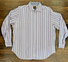 Tailorbyrd Mens XL Blue/Pink Striped Button Up Shirt