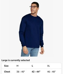 Gildan Adult Ultra Cotton Long Sleeve T-Shirt G2400 Navy (4 Pack) LARGE ONLY