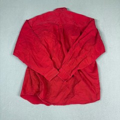 Eddie Bauer Mens L Red Cotton Twill Long Sleeve Button Down Shirt Pocket