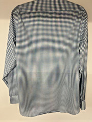 Van Heusen Flex Collar Blue Green White Gingham Dress Shirt 16 34/35 Regular Fit
