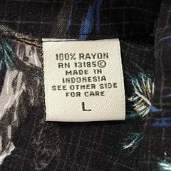 Batik Bay Mens Button Up Shirt L Black S/Sleeve Tropical Island Aloha Hawaiian