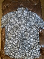 Abercrombie & Fitch Mens XLT Shirt Casual Blue White Geometric Button down