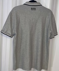 Hugo BOSS•Moisture Manager•Gray S/sleeve Polo Shirt Green Tag Logo Mens•M Spring