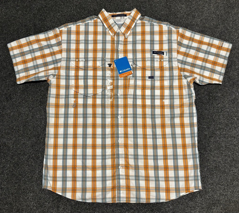 Columbia PFG Men’s Shirt Sz L Super Bonehead Omni-Shade Button Down Short Sleeve