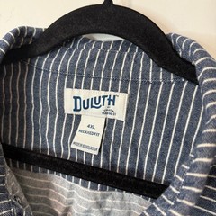 Duluth Trading Co Men’s Free Swingin’ Flannel Relaxed Fit Shirt Stripe Blue 4XL