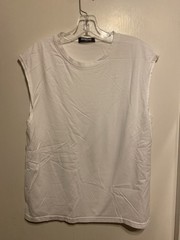 Mens Sleeveless Bodybuilding Fitness Muscle Sport Tank Size Medium White NWOT