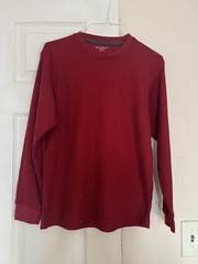 Architect Men’s Waffle Knit Thermal Long Sleeve Shirt Burgundy Red Size XL 18/20
