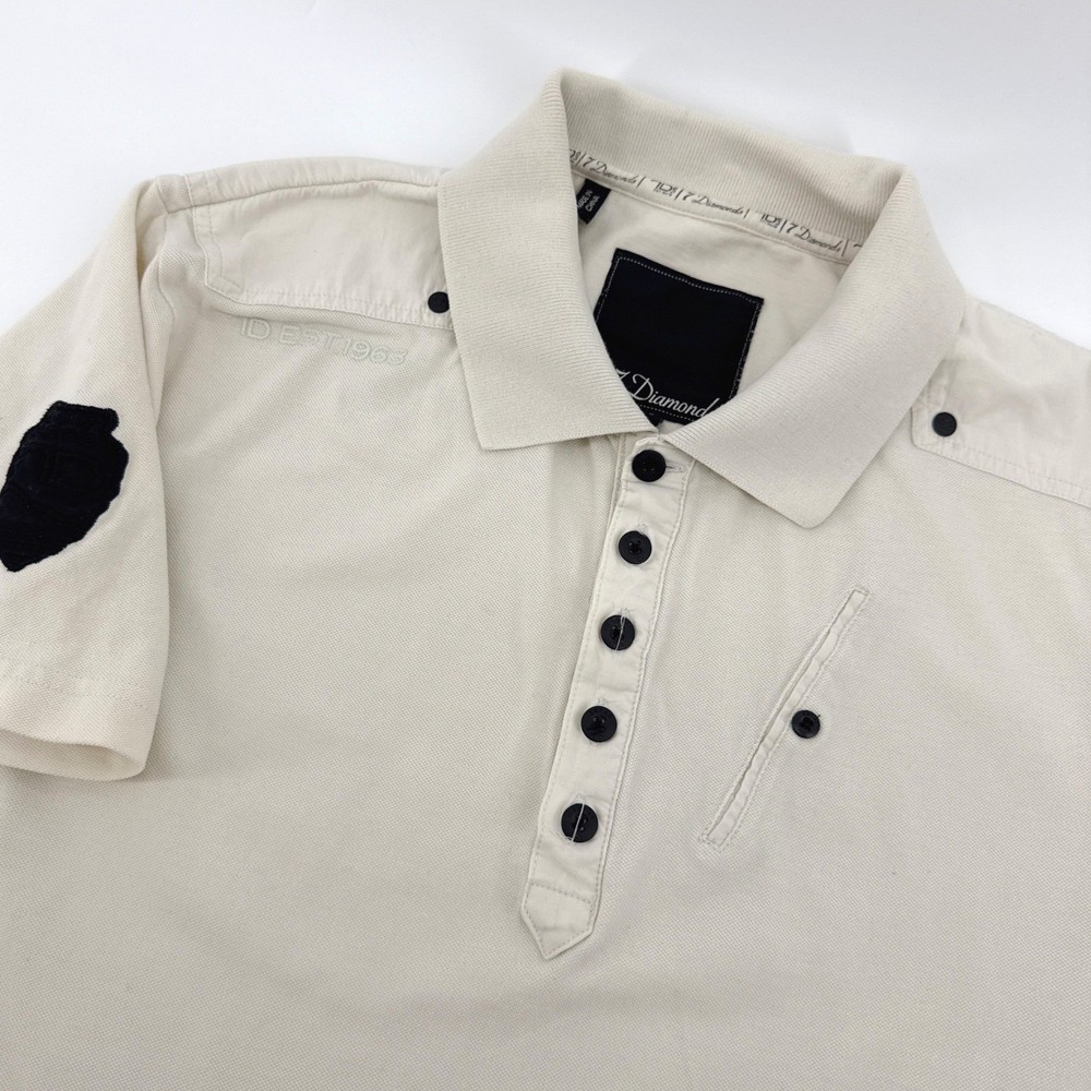7 Diamonds Mens XL Cream Cotton Tactical Pique Polo Shirt Short Sleeve