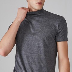 Men’s Solid Short Sleeve T Shirt Half High Collar For Slim Fit Base Layer Top