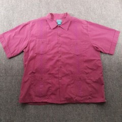 Vintage TropiCool Shirt Mens XL Purple Guayoberra Cuban Tropical Caribbean Boho