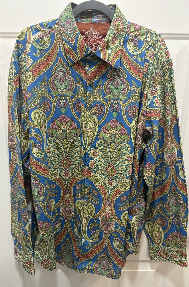 EUC Robert Graham Men’s 2XL Sarsparilla Long Sleeve Button Down Shirt 2010