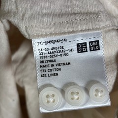 Uniqlo Shirt Mens Large Beige Cotton Linen Band Mandarin Collar 331-464933