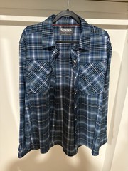 Simms Fishing Products Plaid Button Front Shirt Mens Large Blue Stretch