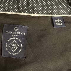 CON.STRUCT Slim Fit Black Solid Dress Shirt Moisture Wicking Stretch 18 34/35