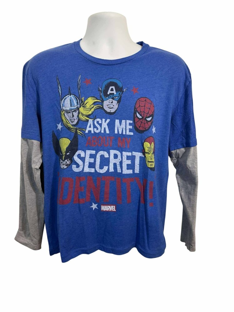 Marvel Comics, Long Sleeves T-shirt, Secret Identity Size XL, Blue Color