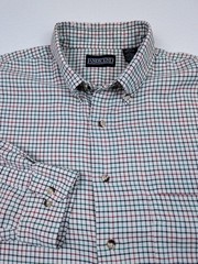 Vintage Lands’ End Men’s Large 16-16.5 Tattersall Cotton/Wool Shirt Made in UK