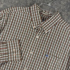 Southern Tide Classic Fit Long Sleeve Button Shirt Gray Coral Green Plaid Large